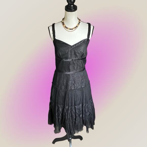 Antonio Melani Black Vintage 40s Look Old Hollywood Lace Cocktail Dress 10 L NEW - Picture 2 of 14